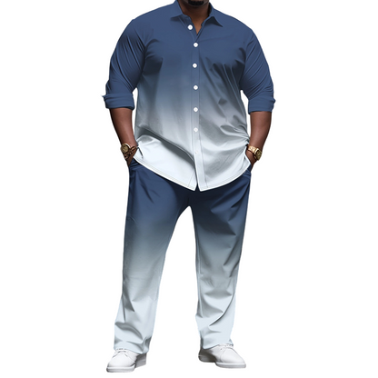 Men's Plus Size Casual Shirt and Pants Set