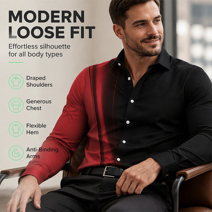 Men's Contrast Print Long Sleeve Slim Fit Lapel Shirt