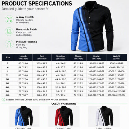 Men's Contrast Print Long Sleeve Slim Fit Lapel Shirt