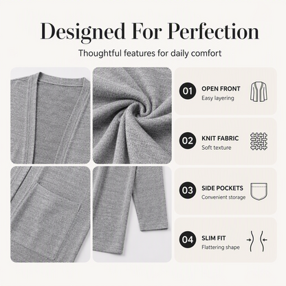 Women's Casual Open Front Cardigan with Pockets