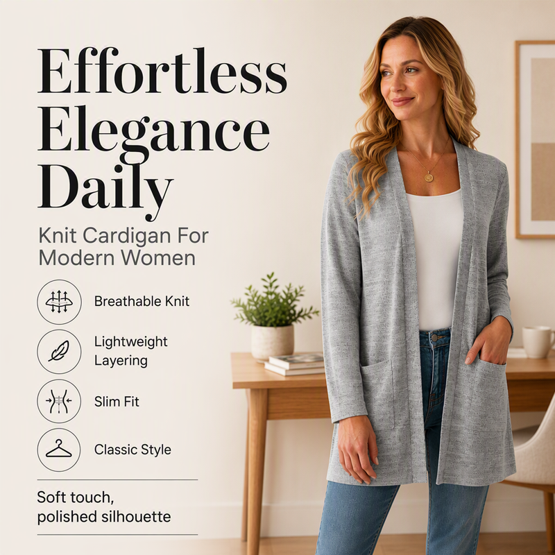 Women's Casual Open Front Cardigan with Pockets