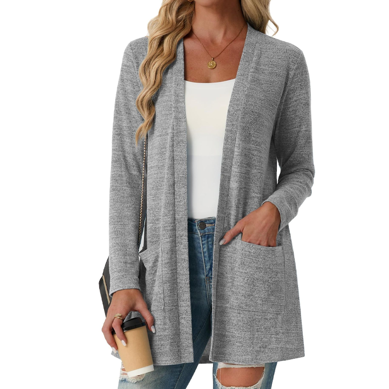 Women's Casual Open Front Cardigan with Pockets