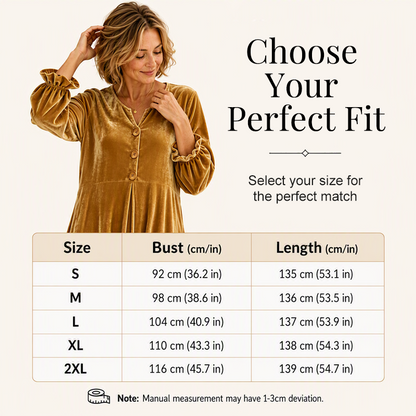 Women's Elegant Velvet Maxi Dress with Ruffle Sleeve