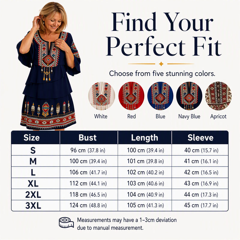 Women's Vintage Ethnic Print Tiered Dress