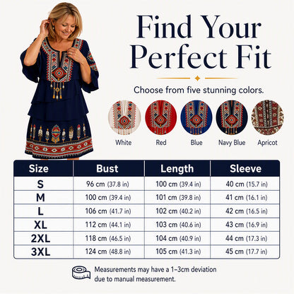 Women's Vintage Ethnic Print Tiered Dress