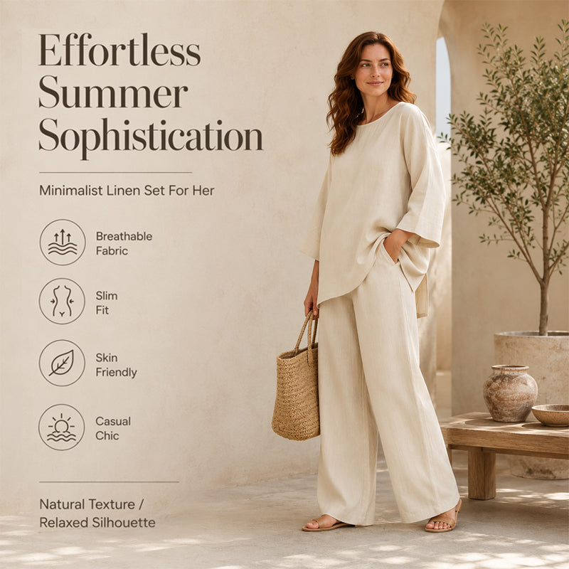 Women's Casual Linen Blend 2-Piece Set