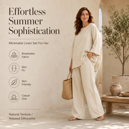 Women's Casual Linen Blend 2-Piece Set
