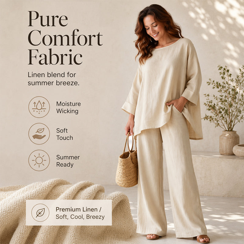 Women's Casual Linen Blend 2-Piece Set