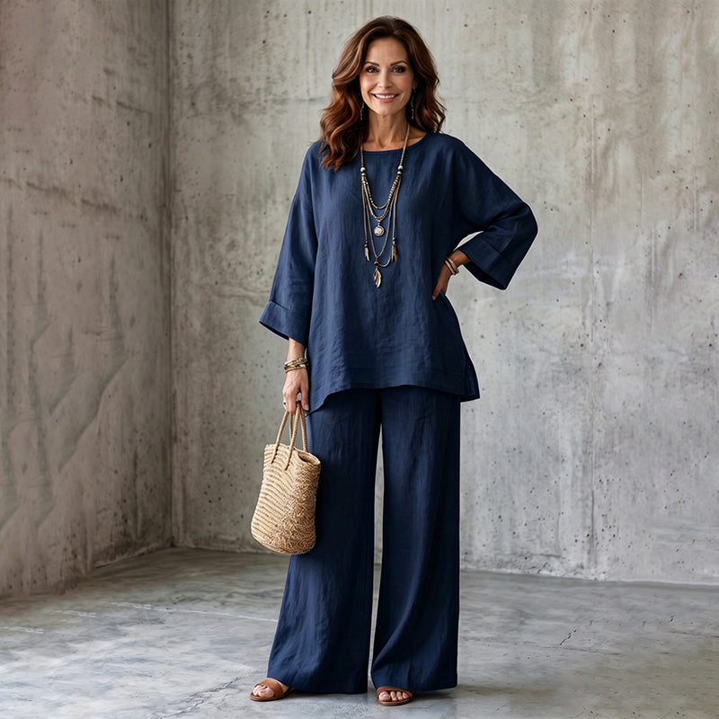 Women's Casual Linen Blend 2-Piece Set