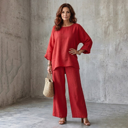 Women's Casual Linen Blend 2-Piece Set