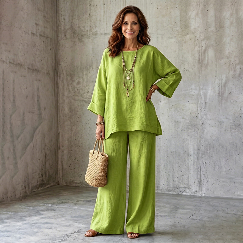 Women's Casual Linen Blend 2-Piece Set