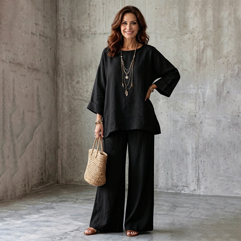 Women's Casual Linen Blend 2-Piece Set