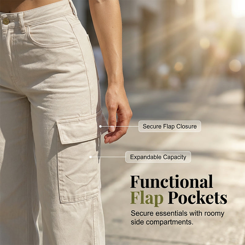Women's High-Waisted Wide-Leg Cargo Pants