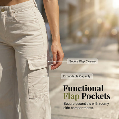 Women's High-Waisted Wide-Leg Cargo Pants