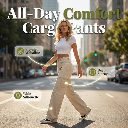 Women's High-Waisted Wide-Leg Cargo Pants