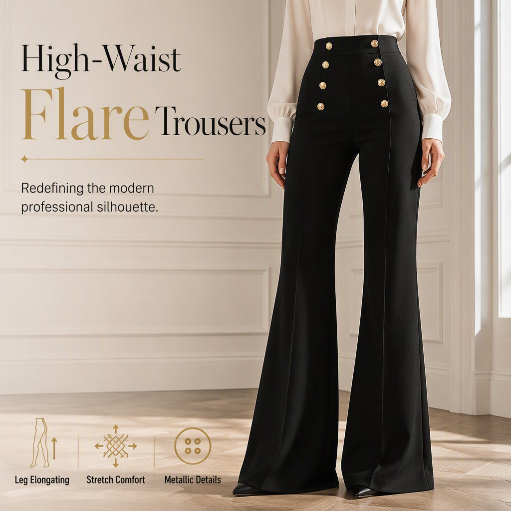 Women's High-Waisted Double-Breasted Pants