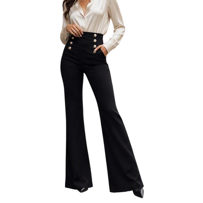 Women's High-Waisted Double-Breasted Pants