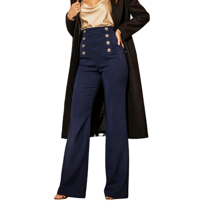 Women's High-Waisted Double-Breasted Pants