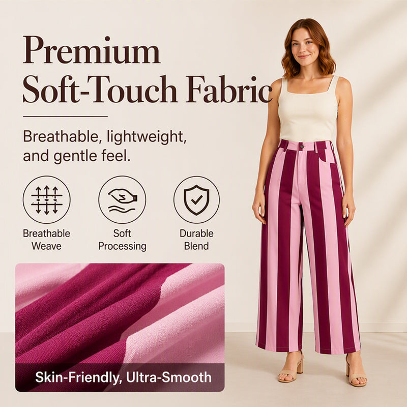 Women's Casual Striped Wide-Leg Pants