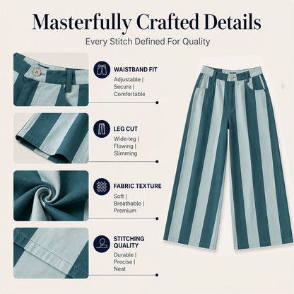 Women's Casual Striped Wide-Leg Pants