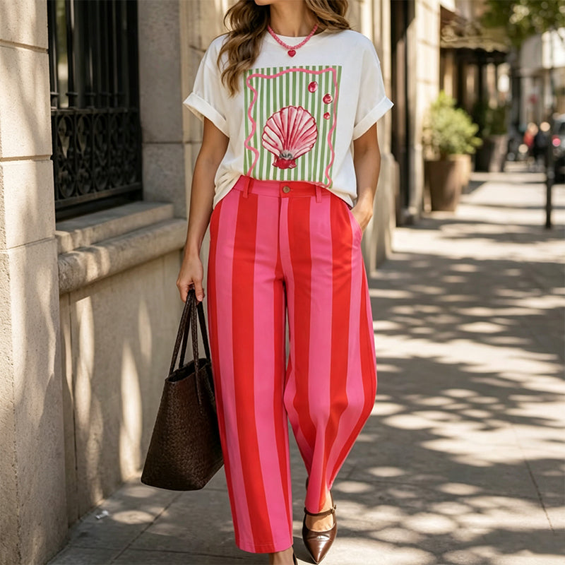 Women's Casual Striped Wide-Leg Pants