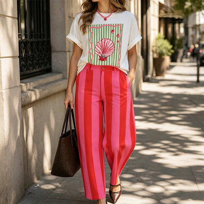Women's Casual Striped Wide-Leg Pants
