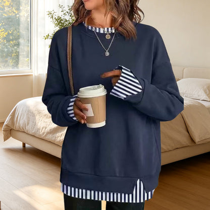 🌻💗Women's Loose Faux Two-Piece Sweatshirt ✨
