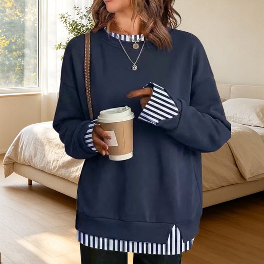 🌻💗Women's Loose Faux Two-Piece Sweatshirt ✨