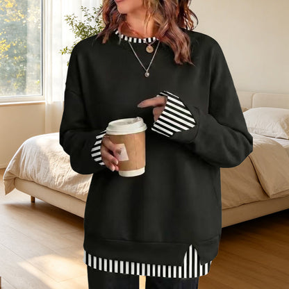 🌻💗Women's Loose Faux Two-Piece Sweatshirt ✨