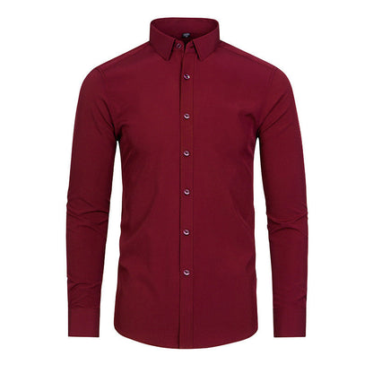 Men's Silky Wrinkle Resistant Solid Color Stretch Shirt