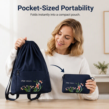 Vintage Foldable Drawstring Backpack for Women