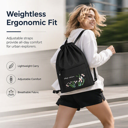 Vintage Foldable Drawstring Backpack for Women