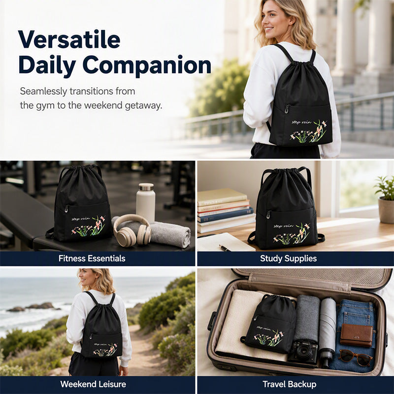 Vintage Foldable Drawstring Backpack for Women
