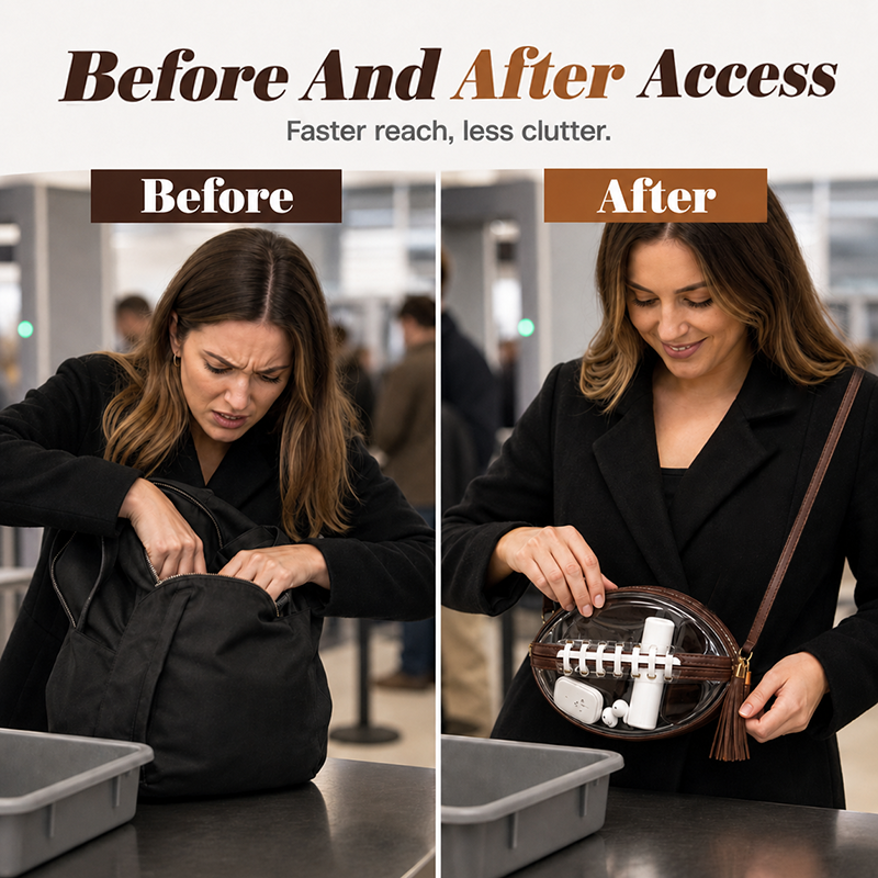 🏈 Clear Football-Shaped Crossbody Bag – Game-Day Style Meets Everyday Convenience ✨