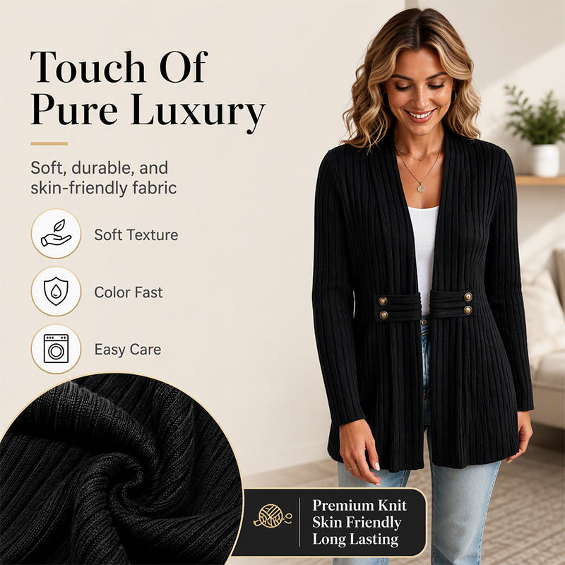 Women's Ribbed Knit Cardigan Sweater