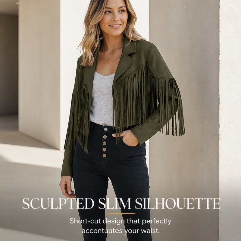 Women’s Casual Long Sleeve Fringe Jacket