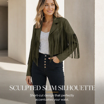 Women’s Casual Long Sleeve Fringe Jacket