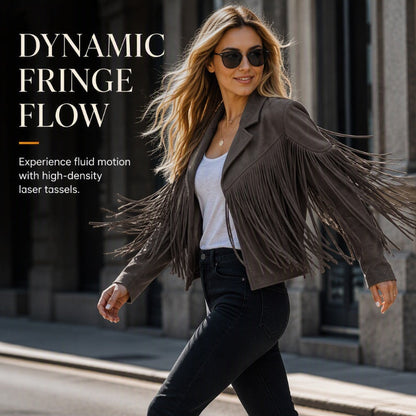 Women’s Casual Long Sleeve Fringe Jacket