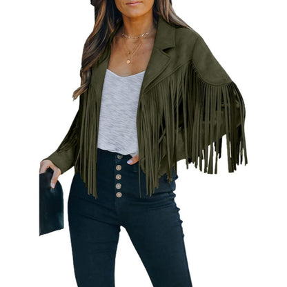 Women’s Casual Long Sleeve Fringe Jacket
