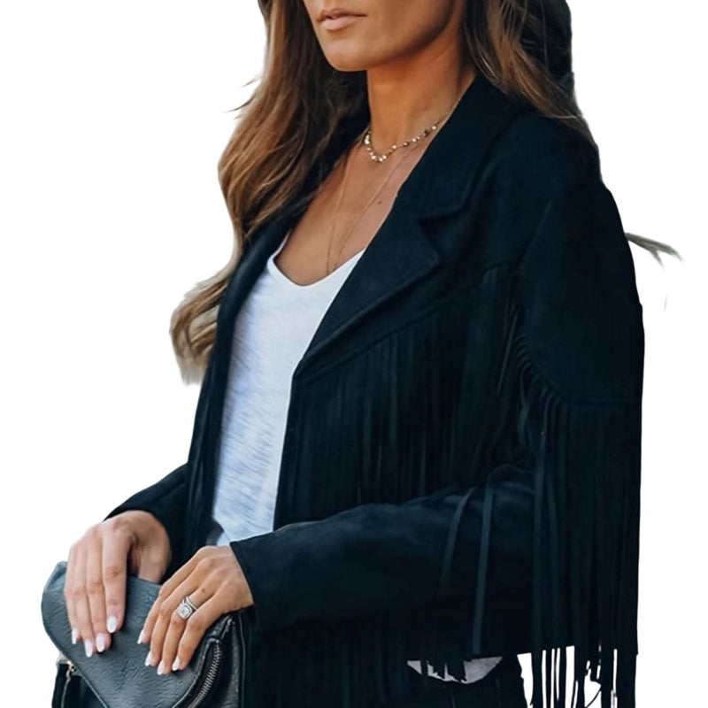Women’s Casual Long Sleeve Fringe Jacket