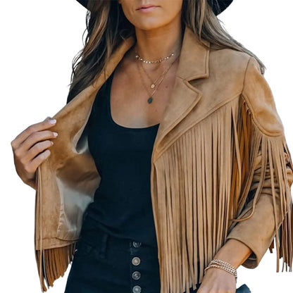 Women’s Casual Long Sleeve Fringe Jacket
