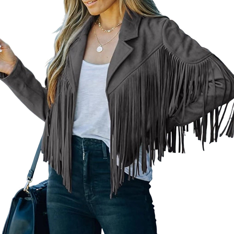 Women’s Casual Long Sleeve Fringe Jacket
