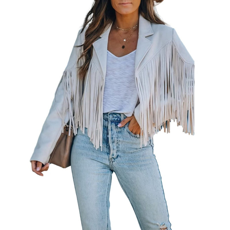 Women’s Casual Long Sleeve Fringe Jacket