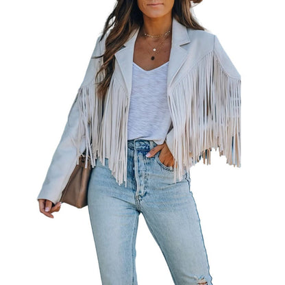Women’s Casual Long Sleeve Fringe Jacket