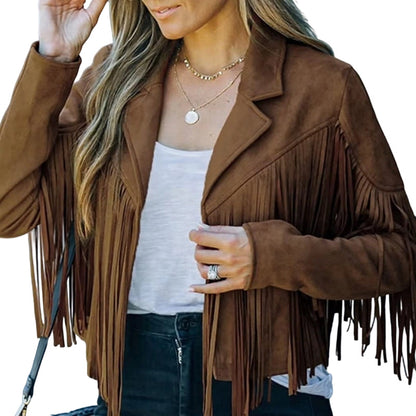 Women’s Casual Long Sleeve Fringe Jacket