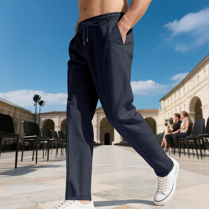 Men's Straight-Leg Dress Pants with Drawstring