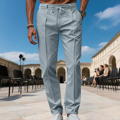 Men's Straight-Leg Dress Pants with Drawstring
