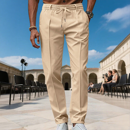 Men's Straight-Leg Dress Pants with Drawstring