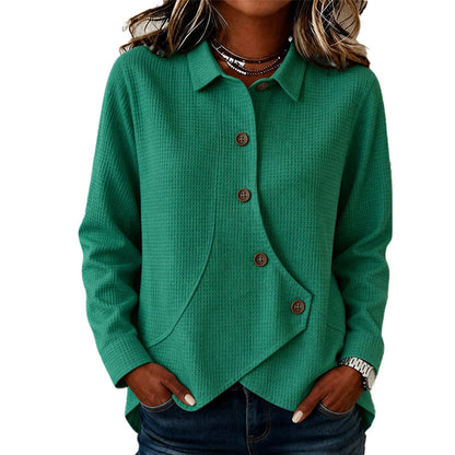 Women's Irregular Hem Button Knit Top