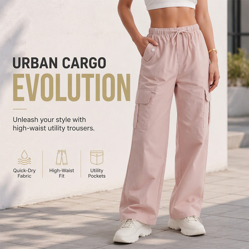 Quick-Dry Wide-Leg Cargo Pants